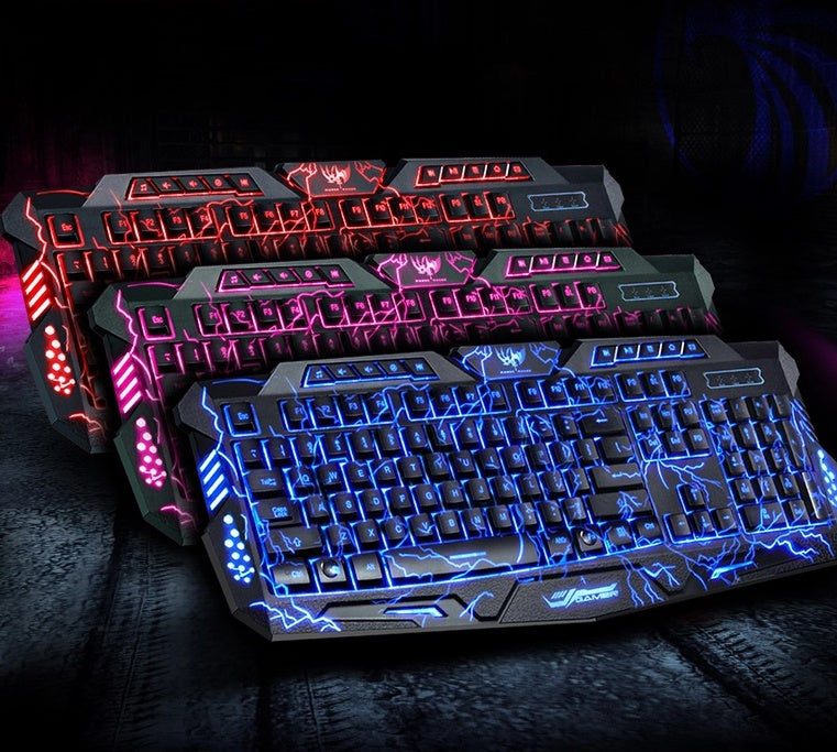 Zenova backlight wired gaming keyboard set colorful luminous gaming mouse keyboard qwerty keyboard