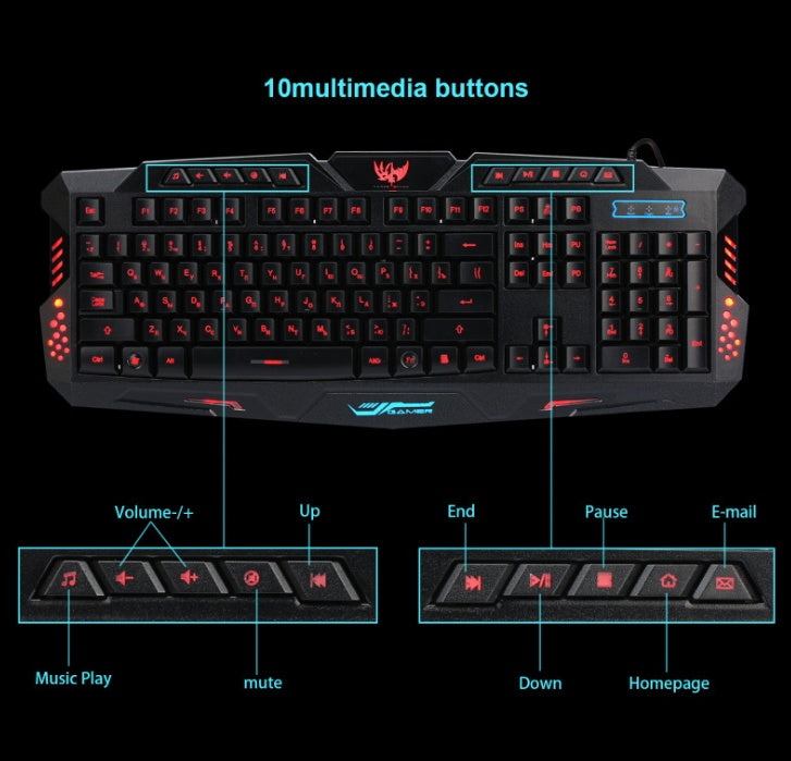 Zenova backlight wired gaming keyboard set colorful luminous gaming mouse keyboard qwerty keyboard