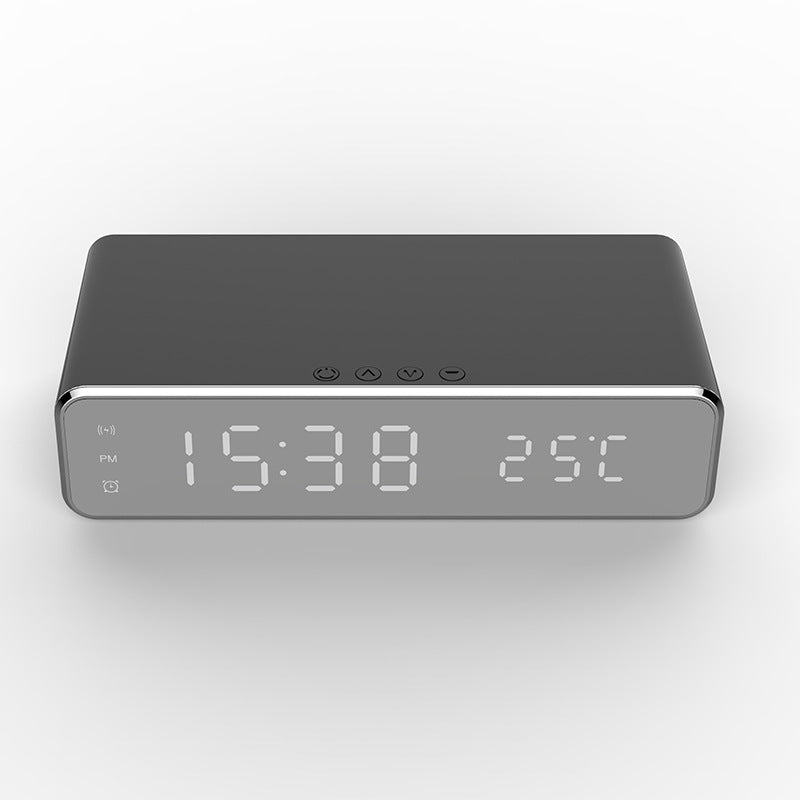 Zenova LED Electric Alarm Clock With Wireless Charger Desktop Digital Despertador Thermometer Clock HD Mirror Clock Watch Table Decor
