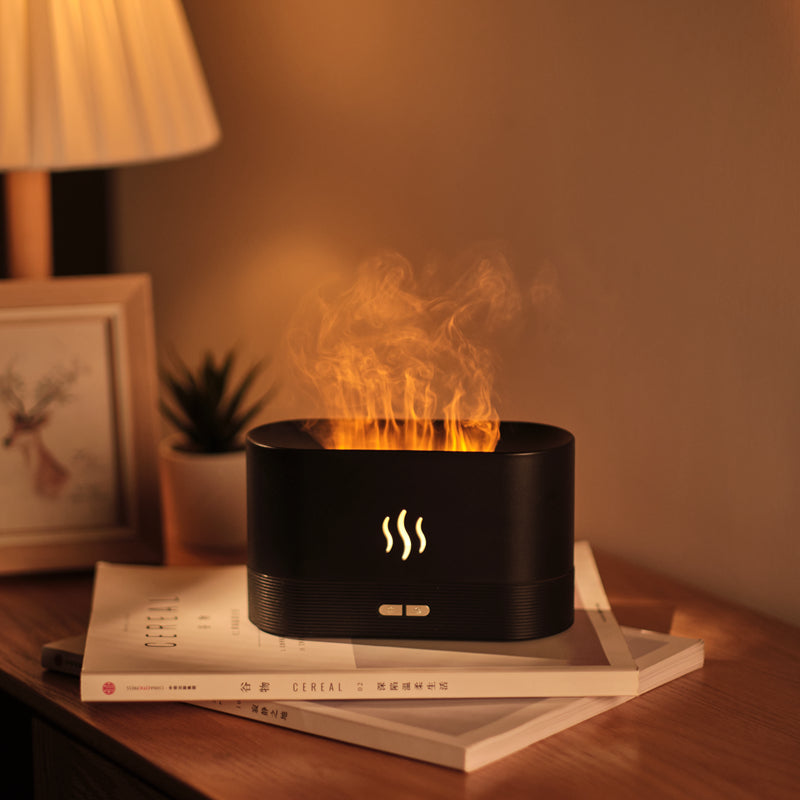 Zenova flame aroma diffuser with syncing lights