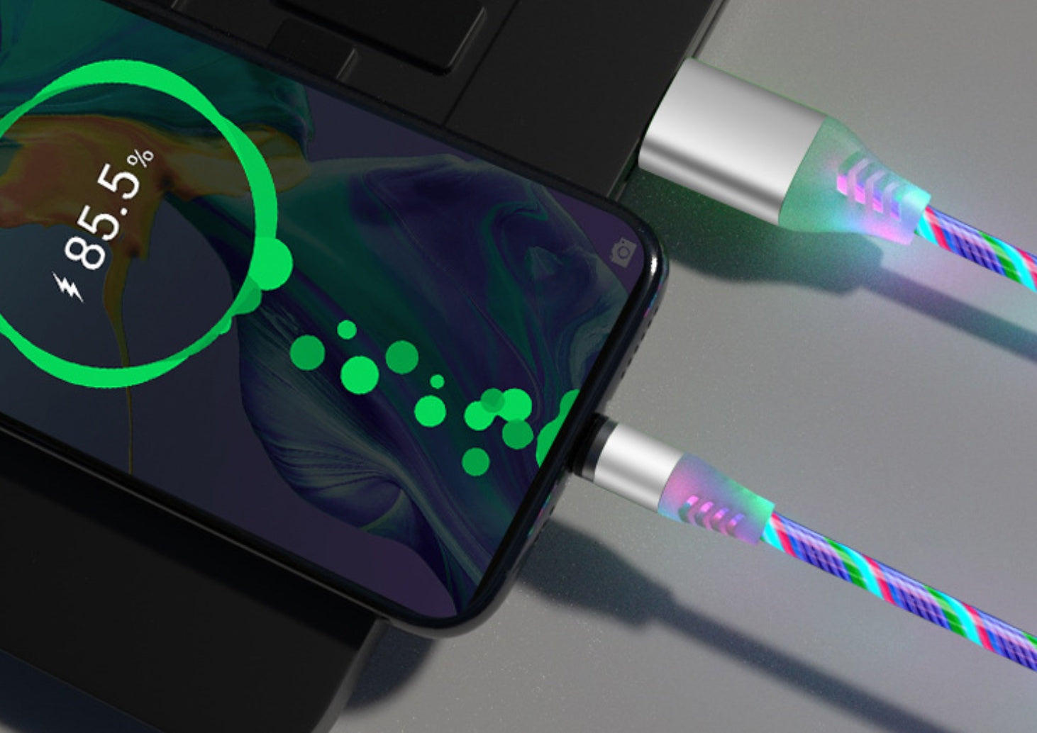Zenova rgb 3 in 1 usb fast charge and data transfer cable