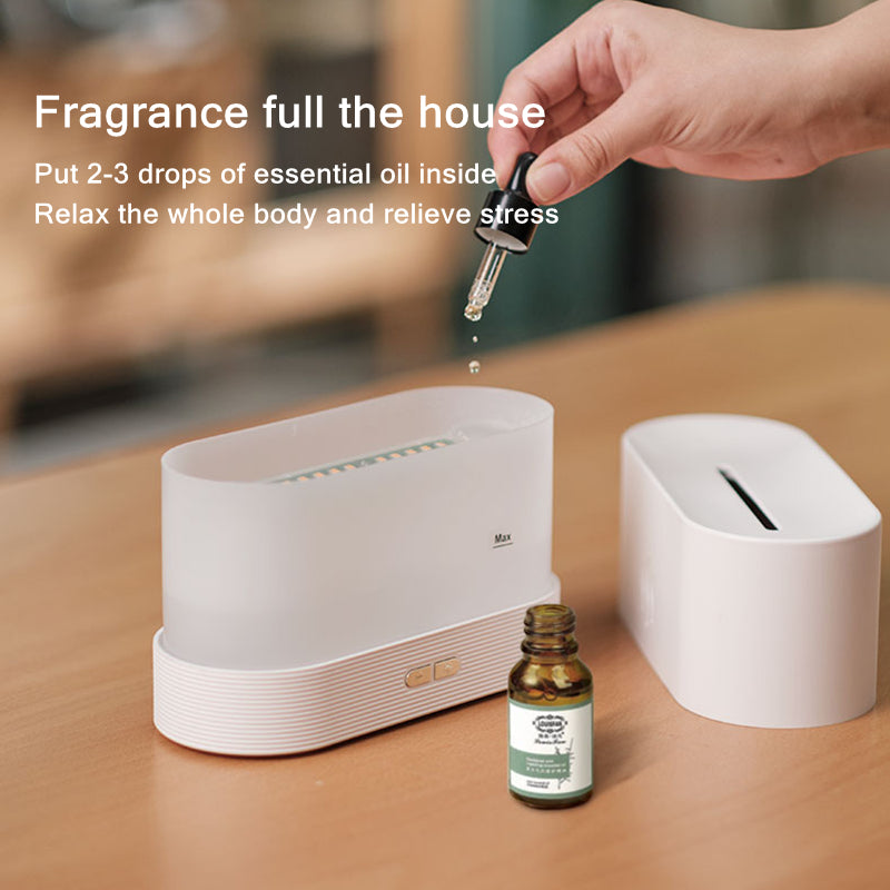 Zenova flame aroma diffuser with syncing lights