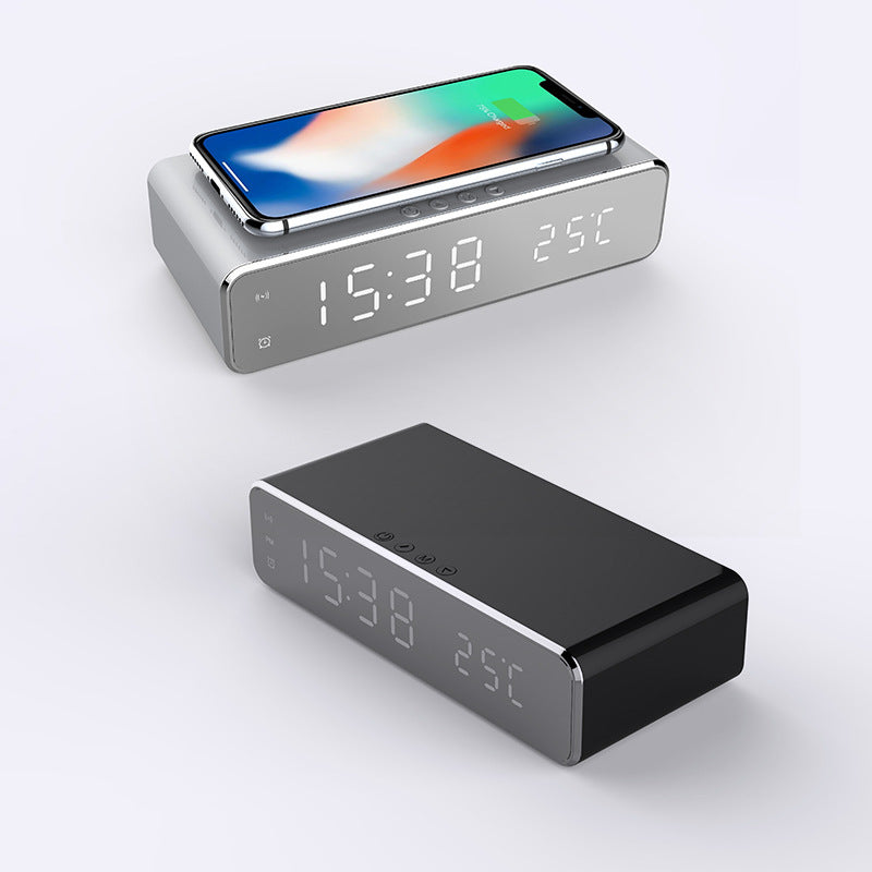 Zenova LED Electric Alarm Clock With Wireless Charger Desktop Digital Despertador Thermometer Clock HD Mirror Clock Watch Table Decor