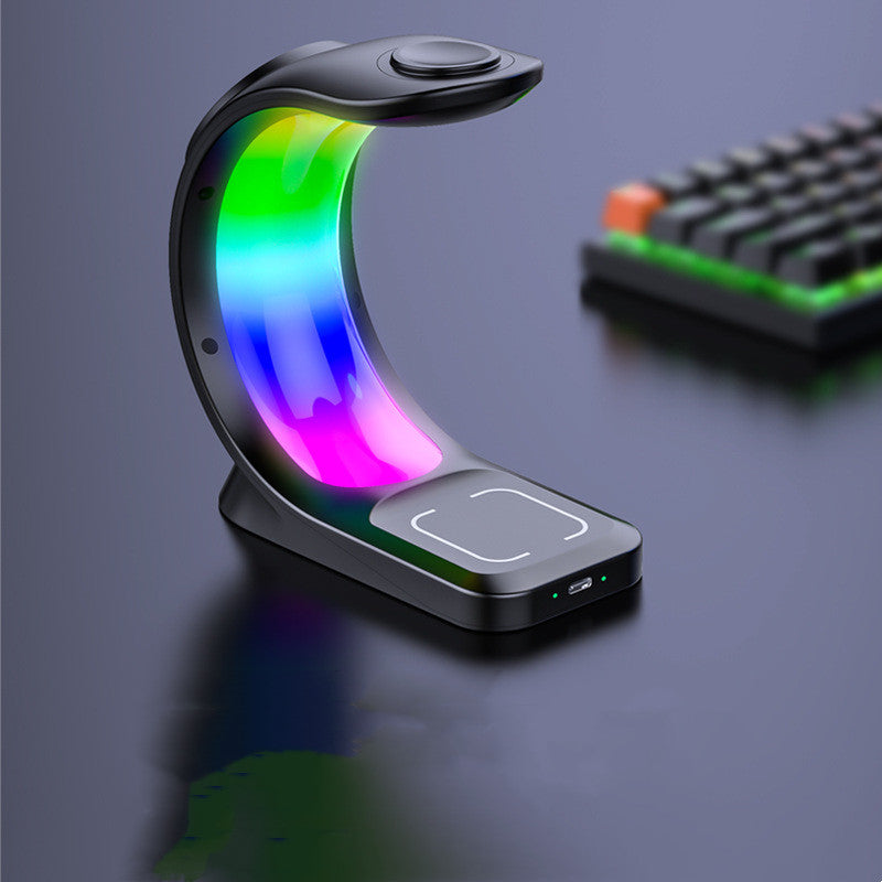Zenova 4 In 1 Magnetic Wireless Charger Fast Charging For Smart Phone Atmosphere Light Charging Station For Airpods Pro I-phone Watch
