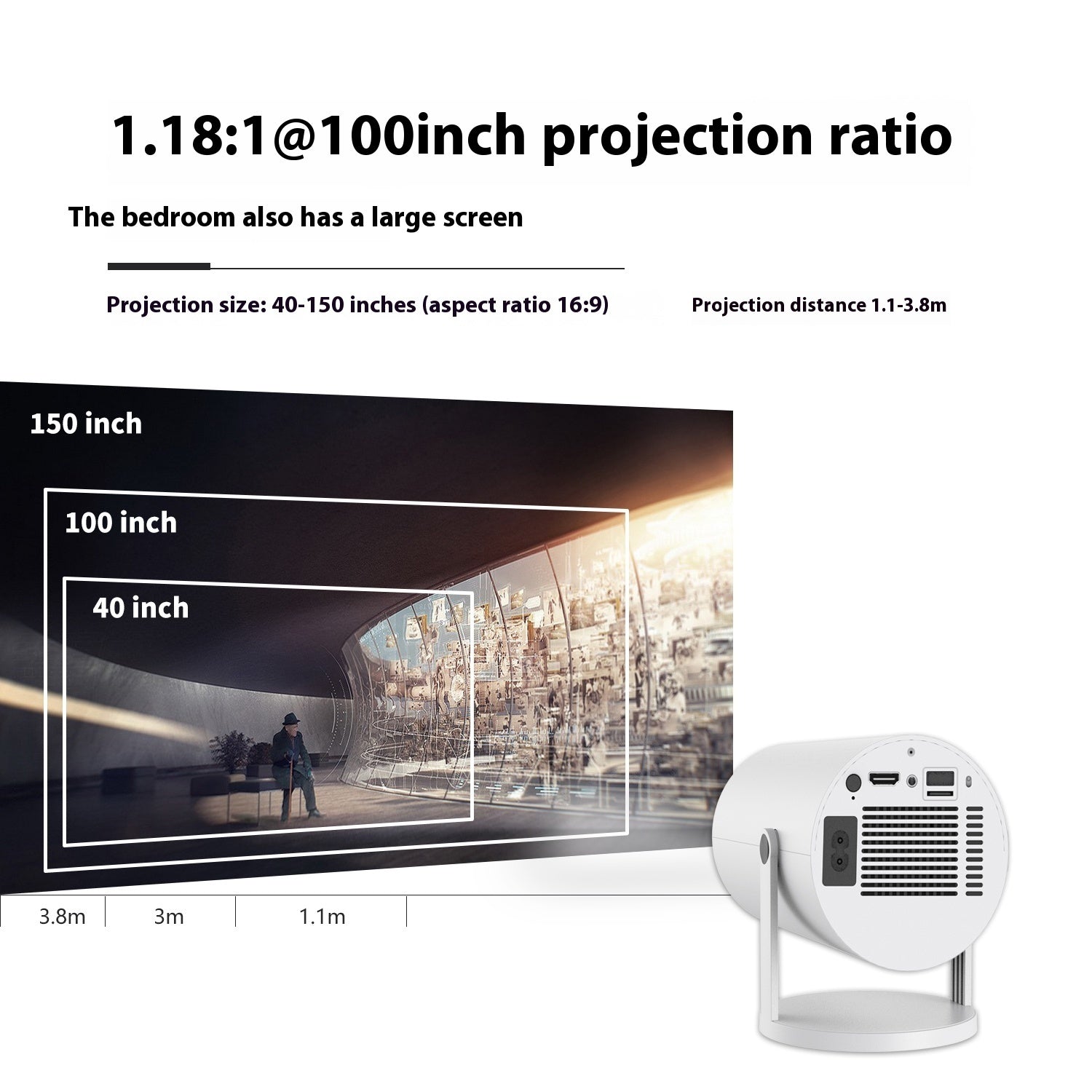 Zenova mini projector with inbuilt speaker .